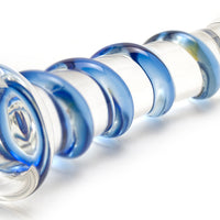 Icicles Sapphire Spiral Glass Dildo View from Behind
